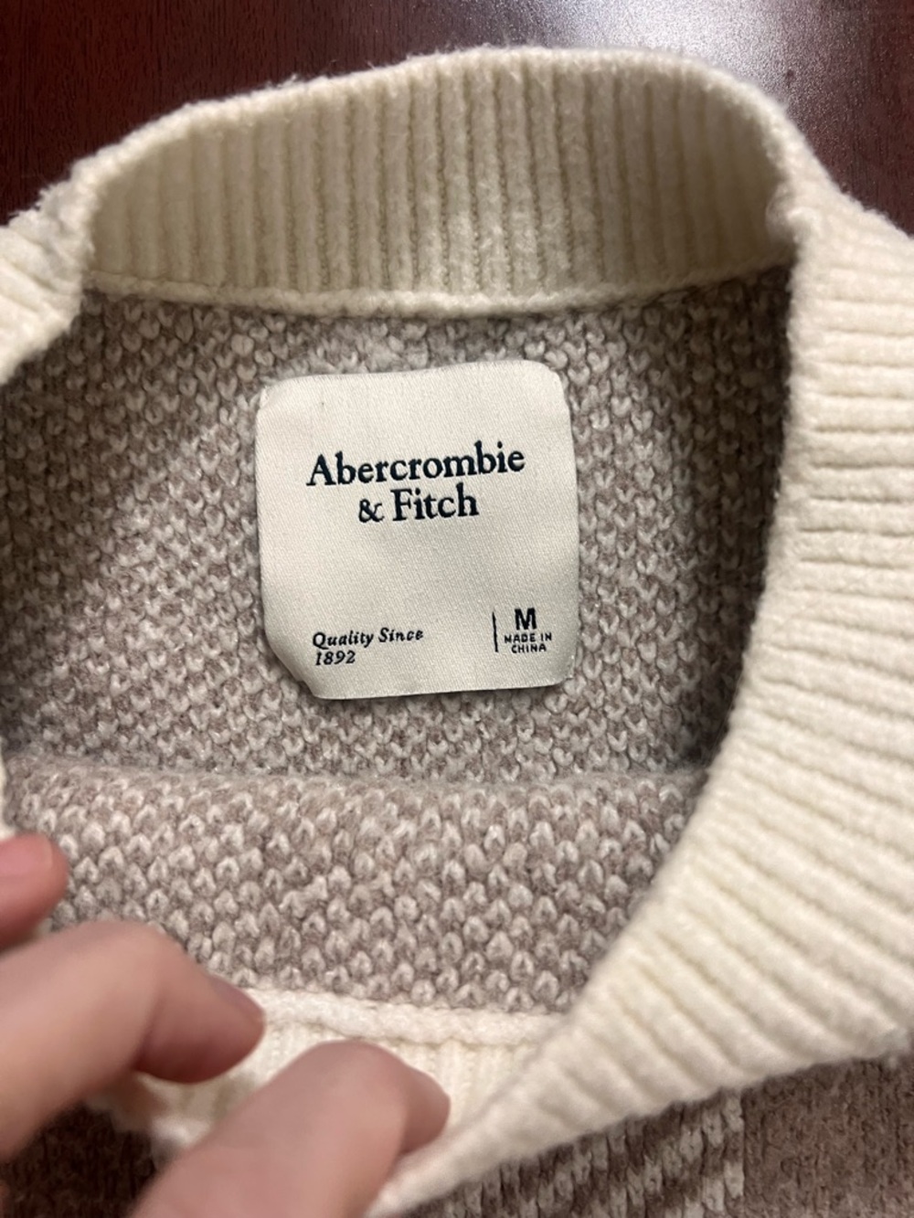Abercrombie & Fitch Cream and Light Taupe Knit Pullover - Picture 2 of 3